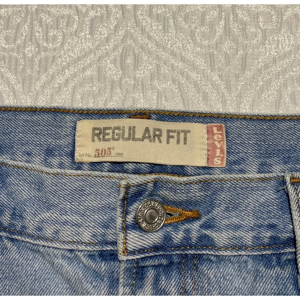 Levis 505 Regular‎ Fit Jeans Mens 38×32 Light Wash Blue Denim Pants